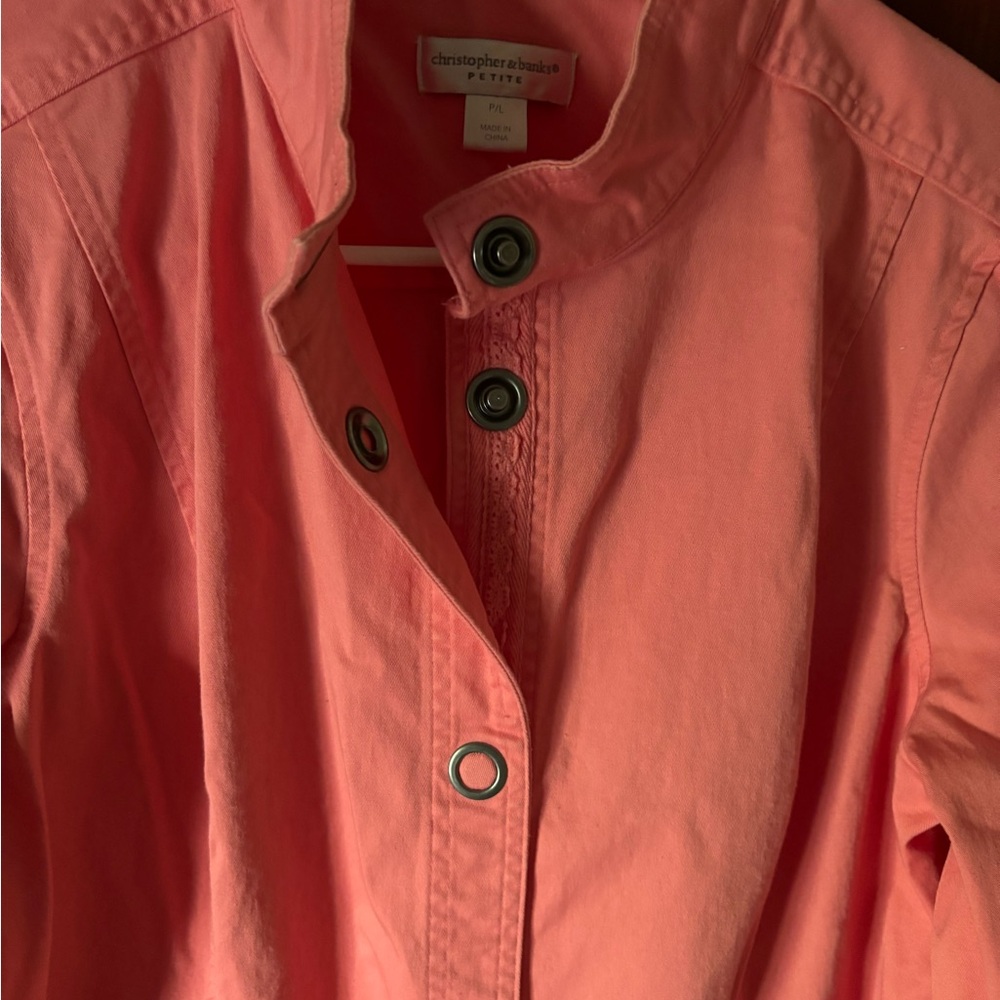 Christopher & Banks melon color lightweight jacket/ blazer two front pockets LP - Picture 3 of 4